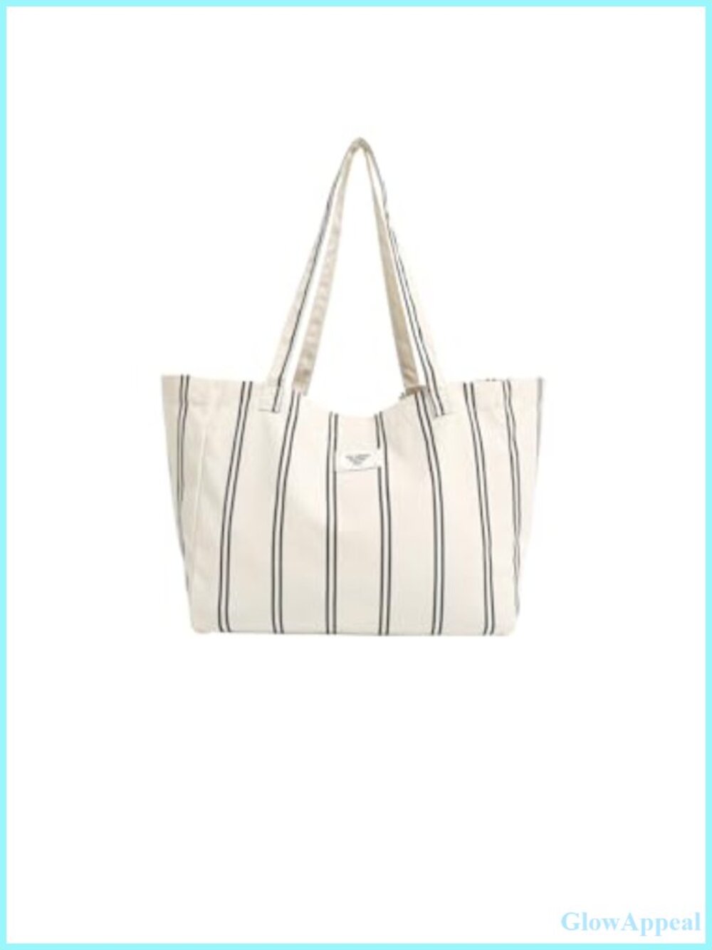 Canvas Cotton Tote Bag Foldable Woven Stripe Shoulder Purse 20L